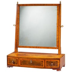 Antique George III Period Bow Fronted Dressing Mirror