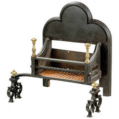 Regency Period Cast Iron and Brass Dog Grate 4