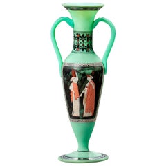 French Opaline Two Handled Vase