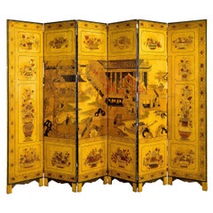 Mid to Late 19th Century Six Fold Screen 