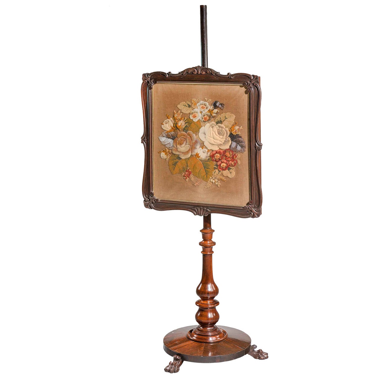 19th Century Adjustable Pole Screen