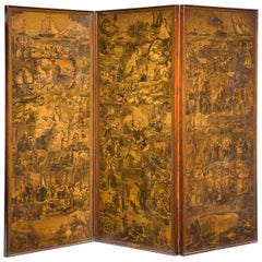 Good 19th Century Three-Fold Mahogany Screen