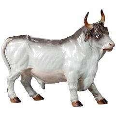 19th Century Continental Porcelain Bull