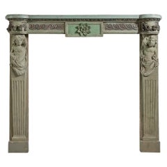 Well Carved 19th Century Pine and Gesso Fire Surround