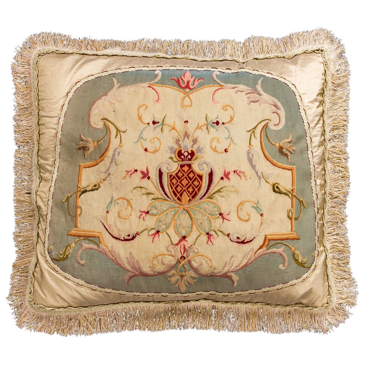 Cushion: 18th Century, Wool with an Armorial Central Cartouche 