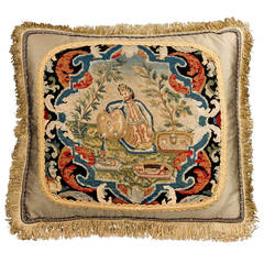 Cushion: 18th Century, Wool. Featuring a Male Figure in Turkish Dress