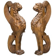 Pair of 16th Century French Walnut Chimeras