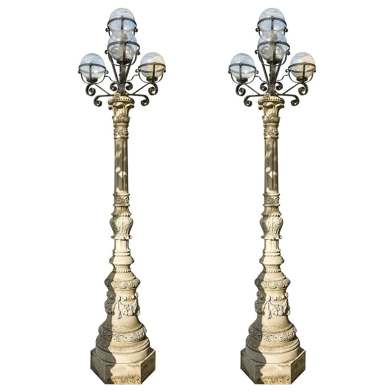 Pair of Neoclassical Lamp Posts For Sale at 1stDibs