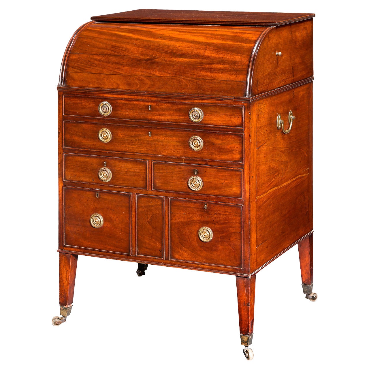 Late 18th Century Mahogany Cylinder Bureau For Sale