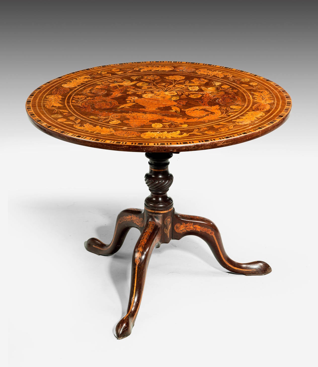 Early 19th Century 19th Century Dutch Marquetry Inlaid Tilt Table