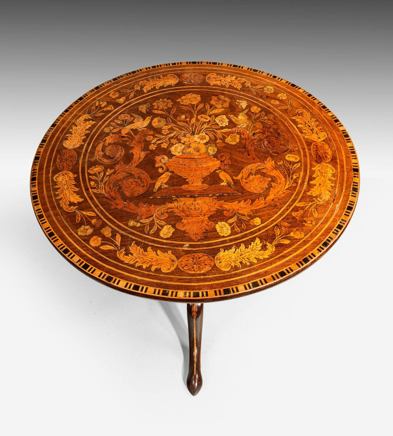 19th Century Dutch Marquetry Inlaid Tilt Table 1