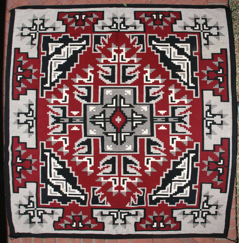 Large contemporary Navajo rug, a weaving this size can take up to a year to make.  Made for either floor or wall hanging.