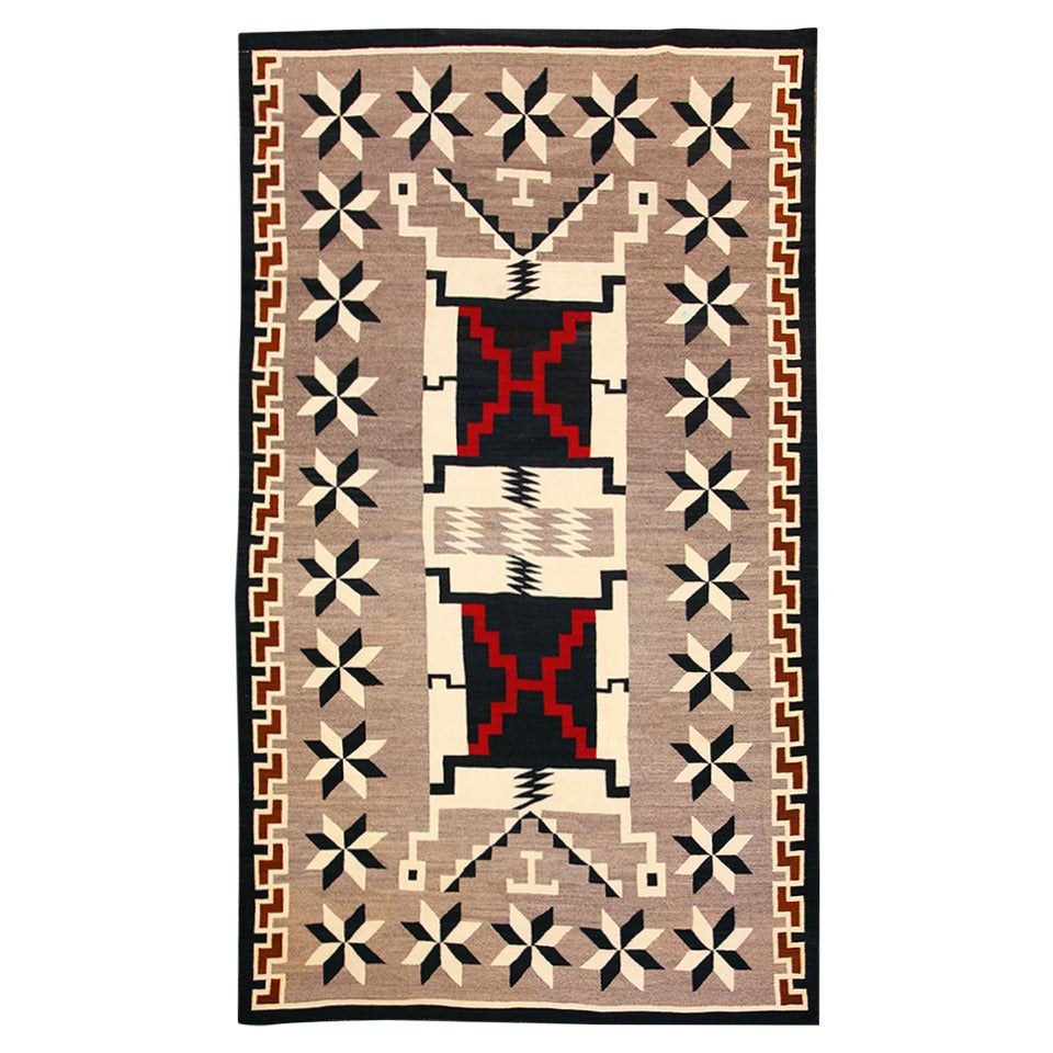 Navajo Crystal Storm Pattern Rug with Valero Stars For Sale