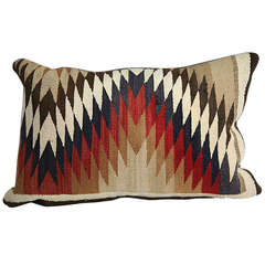 Custom Leather Pillow with Navajo Textile Inlay