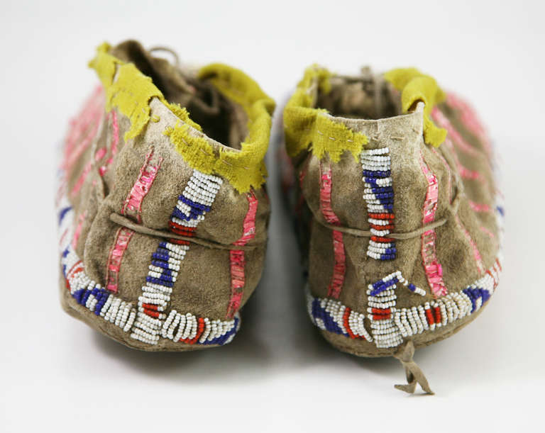 Beaded Sioux Quill Moccasins For Sale