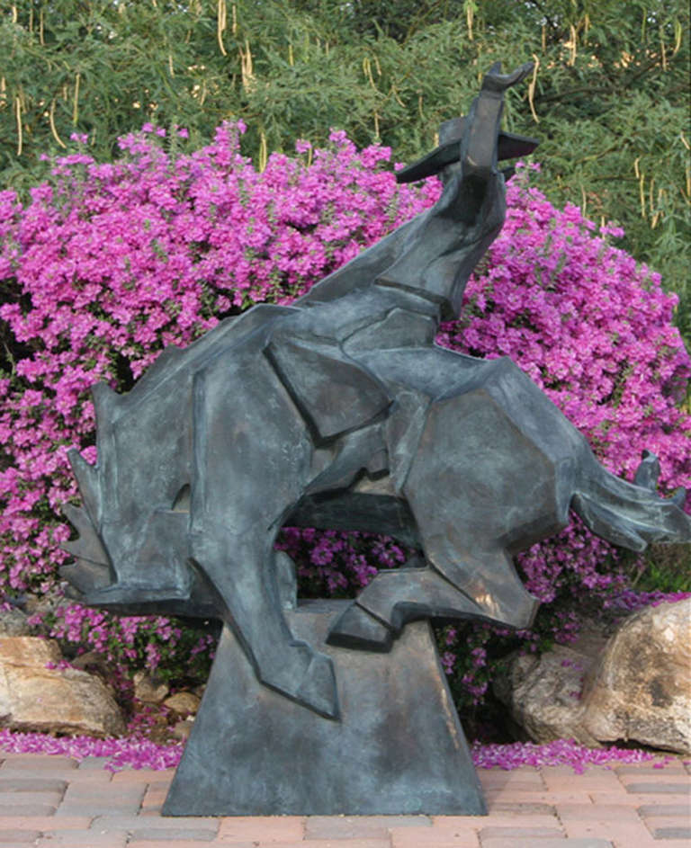 Last sculpture in the edition. Number 12 of 12. Weight: 300 pounds. Published in Arizona Collector's Guide, Volume 4, 2009-2010, page 5 and page 127. This bronze is on exhibit at the Tucson Museum of Art in the Goodman Pavilion of Western Art, it is