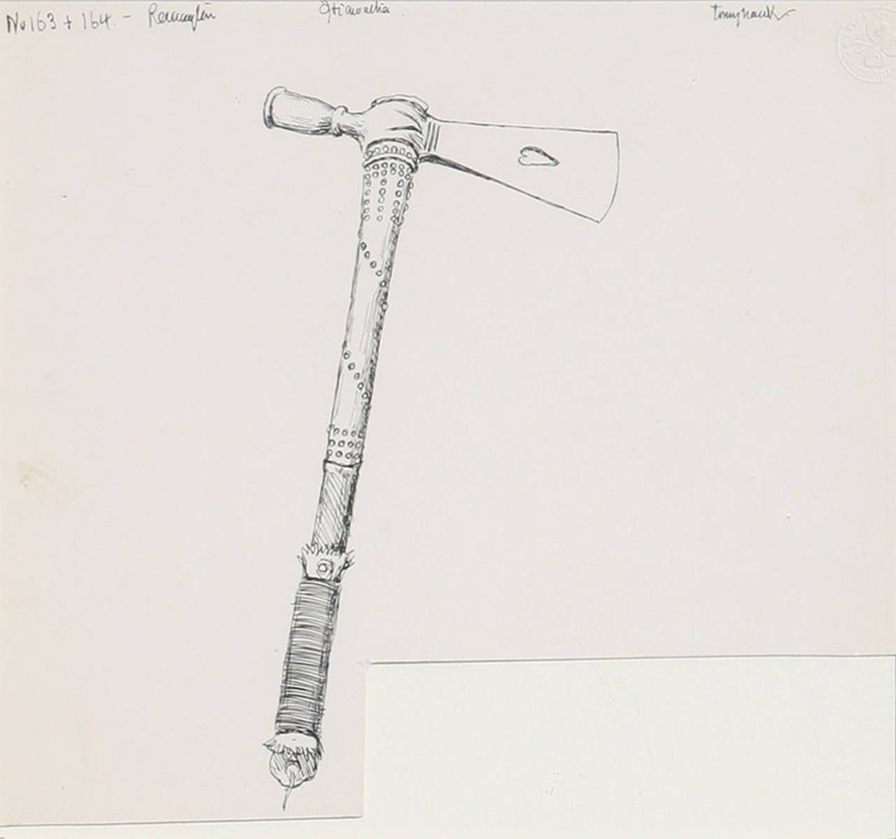 Original Drawing for Henry Wadsworth, Hiawatha Tomahawk In Excellent Condition For Sale In Tucson, AZ