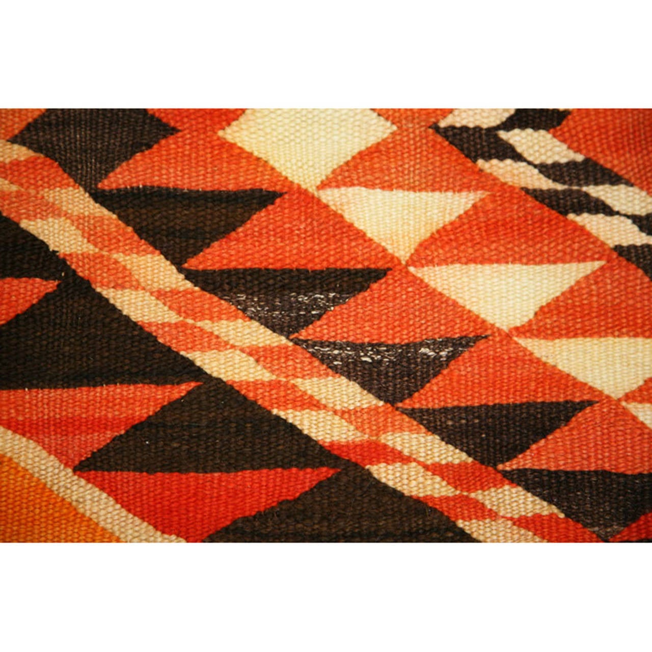 Hand-Woven Navajo Transitional Eye Dazzler Blanket with Central Modified Spider Woman Cross