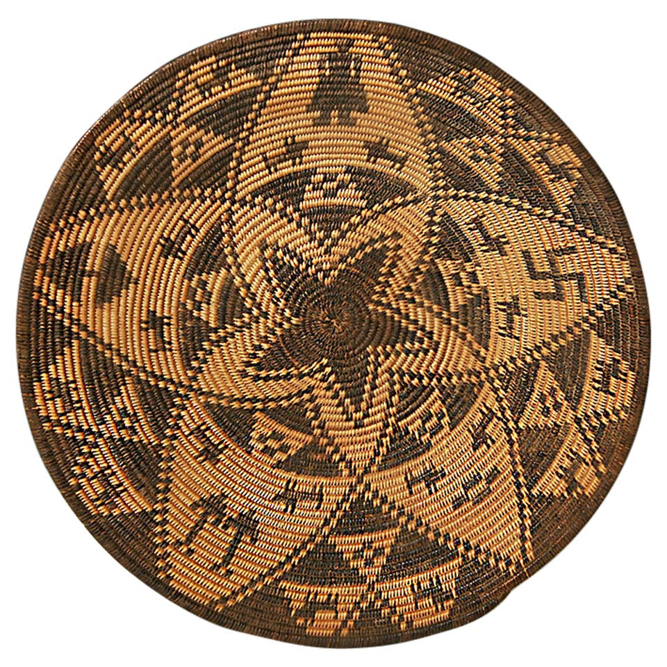 Yavapai Pictorial Basket with Whirling Log Symbol, Human Figures, and Animals For Sale