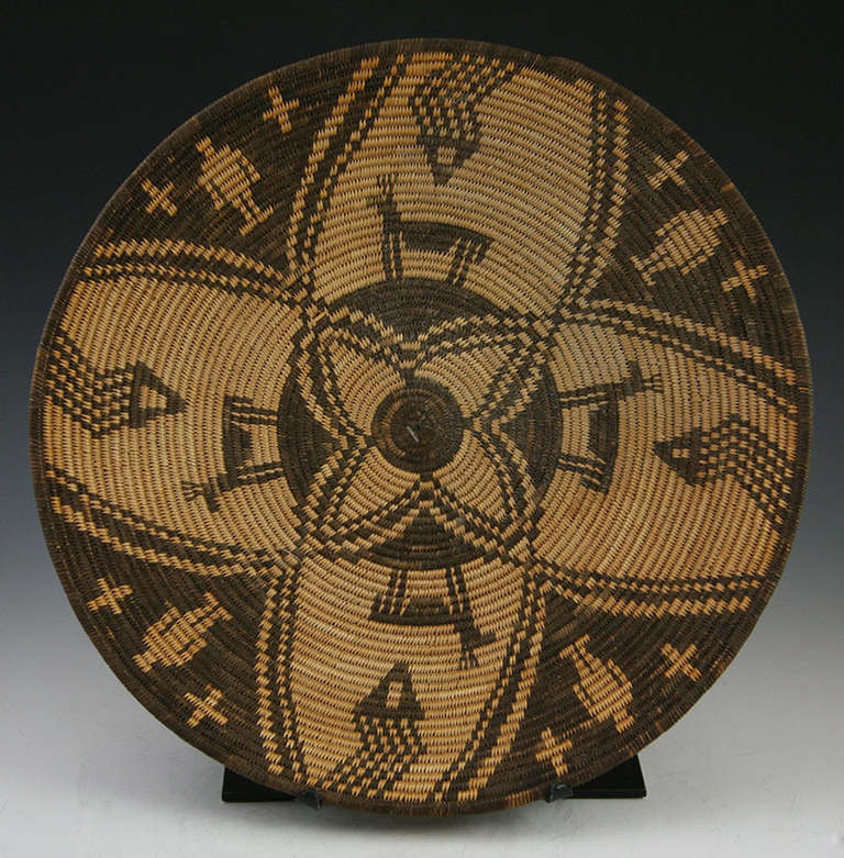 Yavapai Figurative Basket with Snakes, Deer and Humans