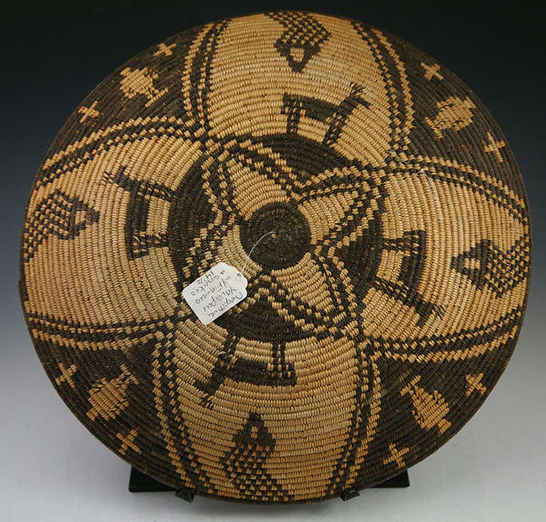 Folk Art Yavapai Figurative Basket with Snakes, Deer and Humans