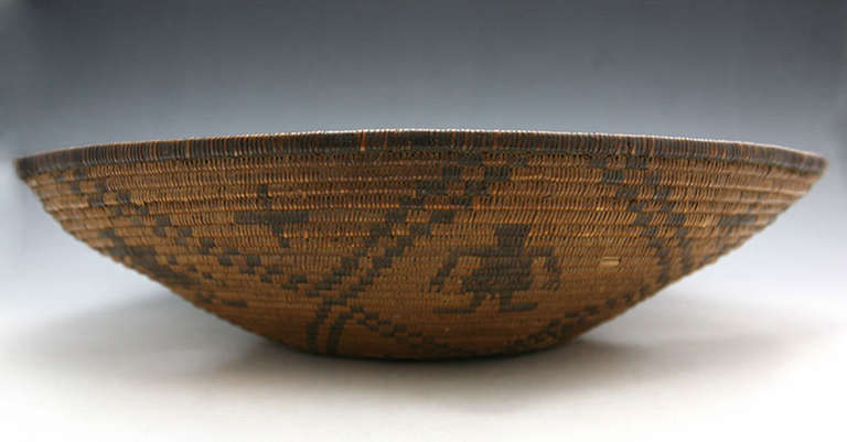American Apache Basket with Human Figures, Crosses and Star Design