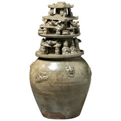 Antique Yueyao Glaze Funerary Jar