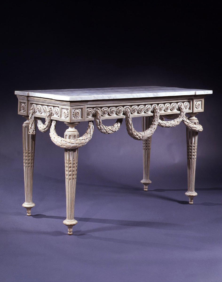 Italian Carved Wood Louis XVI Rectangular Console For Sale