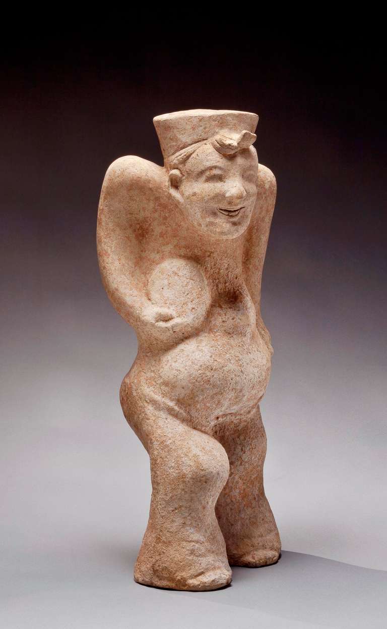 Large Painted Pottery Figure of a Storyteller