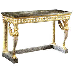 Northern Italian Painted and Giltwood Console Table with Marble Top