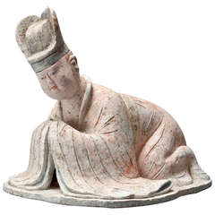 Painted Pottery Figure of a Courtier