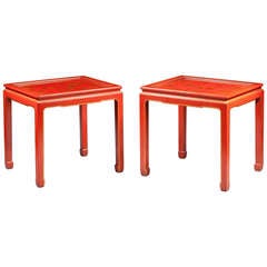 Pair of Small Red Lacquer Tables