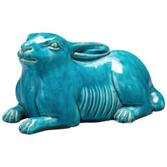 Antique Turquoise Seated Rabbit