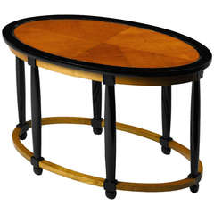 Antique French Low Table in Sycamore and Ebony by Andre Groult