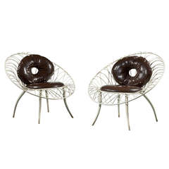 Pair of White Lacquered Metal Chairs