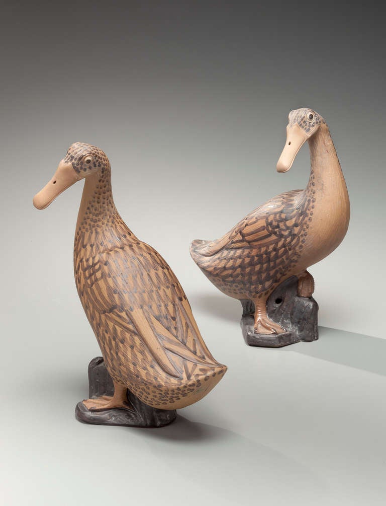 Pair of Brown Figures of Ducks