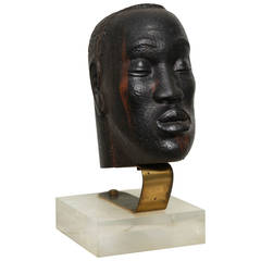 Carved Hardwood Bust of a Male Figure