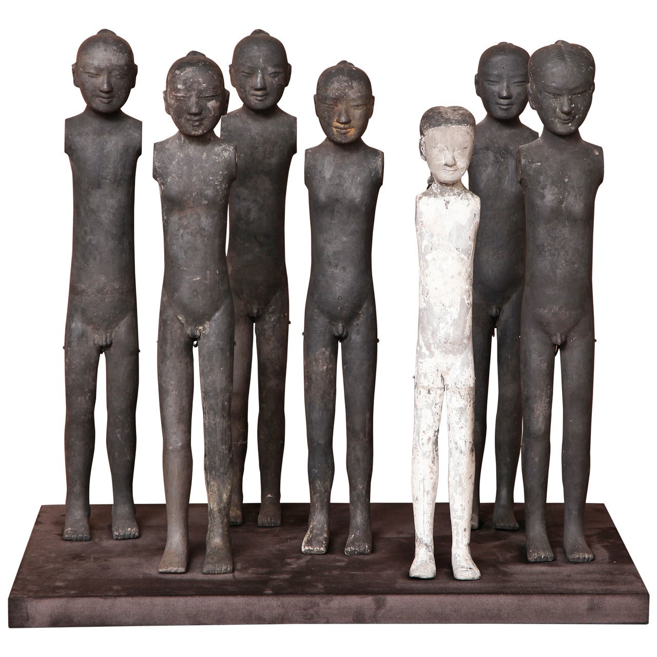 Group of Seven Pottery Figures of Men For Sale