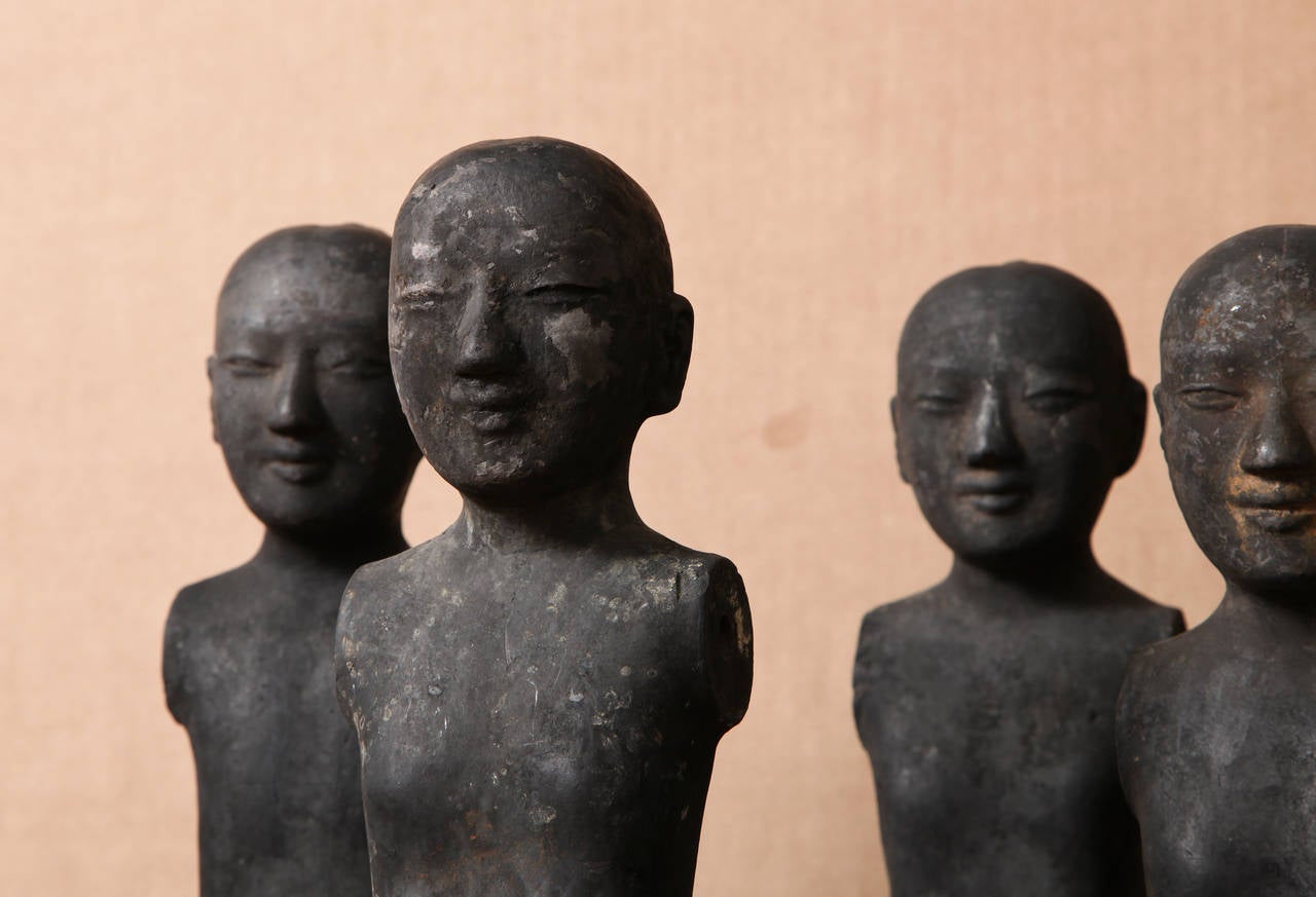 Chinese Group of Seven Pottery Figures of Men For Sale