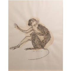 Sitting Spider Monkey, Ink on Paper