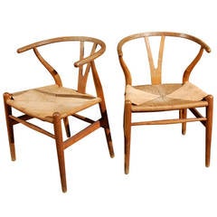 Vintage Hans Wegner Y-Wishbone Chairs for C. Hansen