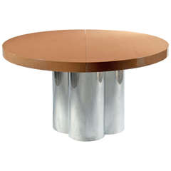 Aluminum and Lacquered-Top Dining Table