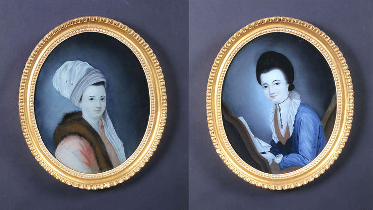 Provenance: Mottahedeh Collection, illustrated in Howar/Ayers 1978, China fr the West, volume II, number 674, page 649.

Each portrait of a European lady, both simply yet elegantly dressed with serene expression, one with turban and heavy fur