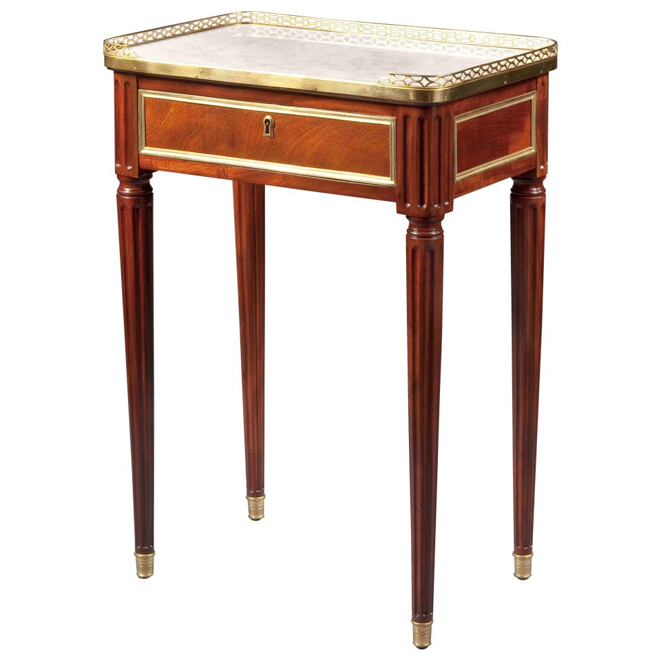 Rectangular Mahogany Table de Salon with Marble Top