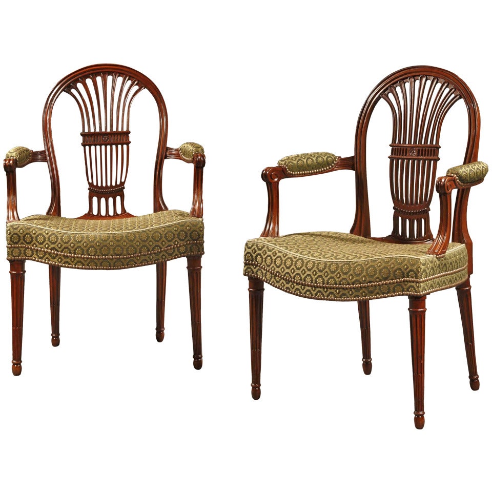 Pair of Louis XVI Armchairs in the English Style For Sale