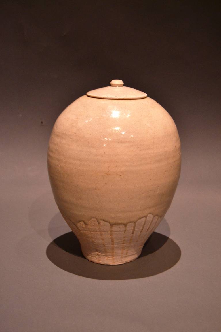 White Glazed Lidded Jar