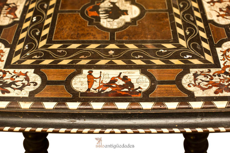 18th Century and Earlier Spanish Table with Scenes of Don Quixote For Sale