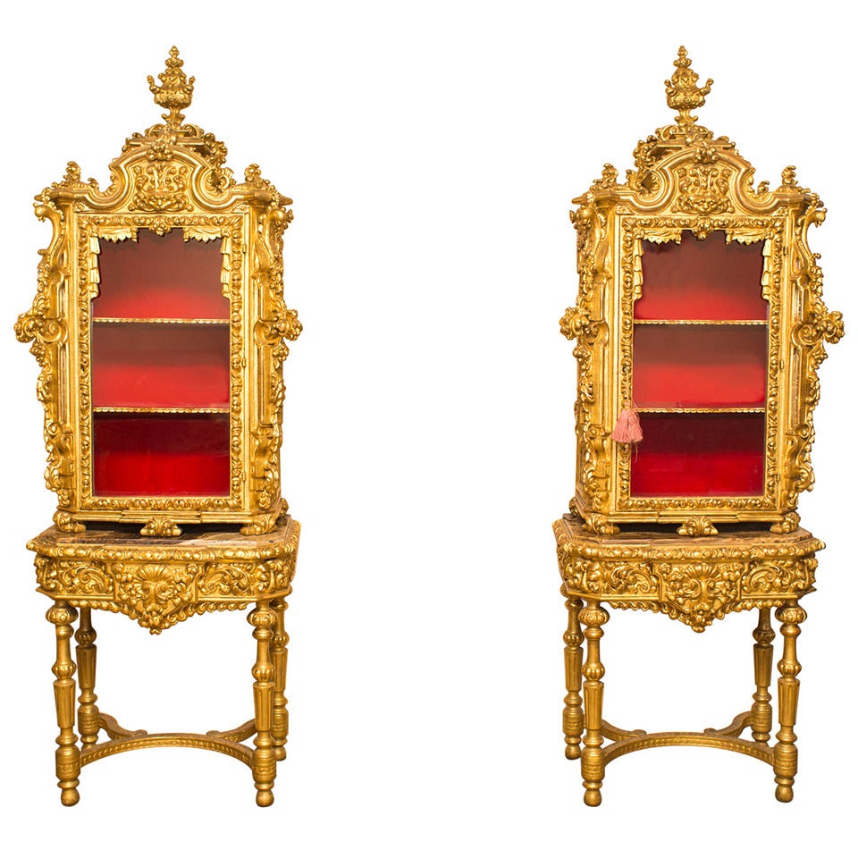 Baroque Majestic and Rare Pair of Cabinets For Sale