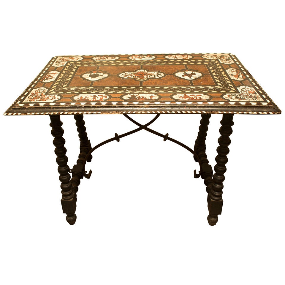 Spanish Table with Scenes of Don Quixote For Sale