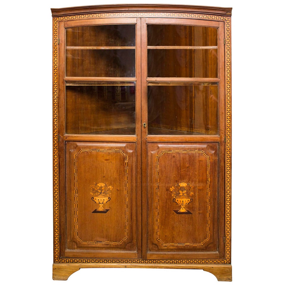 Corner Cabinet Carlos IV of Mahogany and Inlaid, 18th Century For Sale